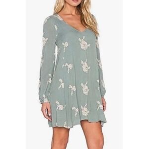 Free People Smooth Talker Mini Dress Women XS Sage Green Excellent Boho Floral